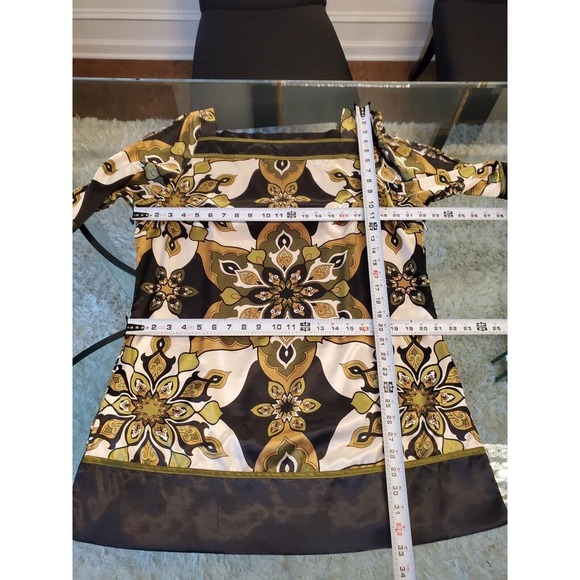 Ashley Stewart Stretch Multicolor Slit Shoulder Long Sleeve Top Blouse 14/16 - Picture 8 of 14